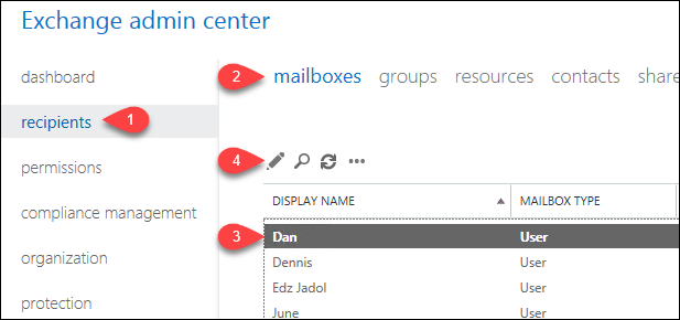 Opening the Mailbox Properties