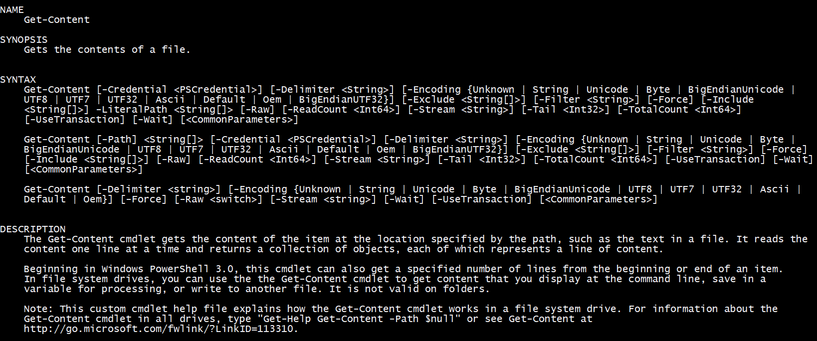 Get-Help -Name 'Get-Content'