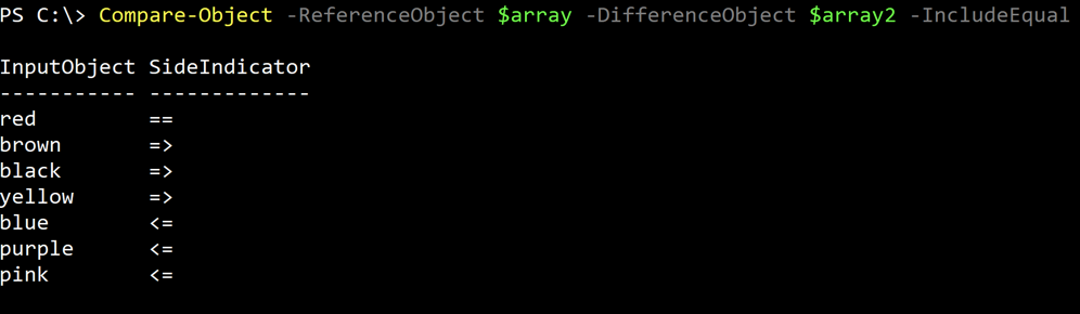 Comparing arrays with Compare-Object