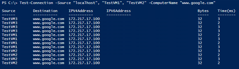 Using Source Test-NetConnection