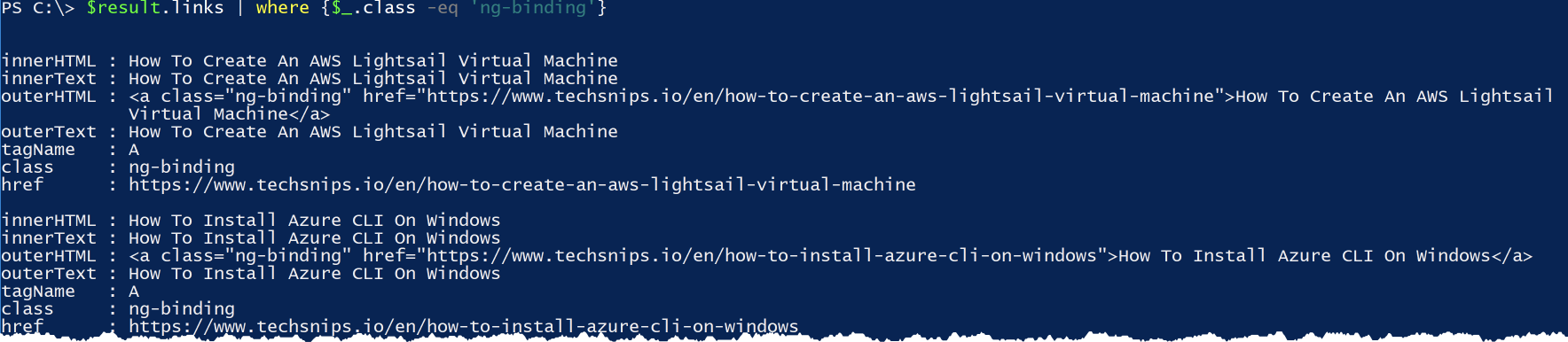 Parsing Invoke-WebRequest output