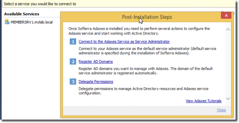Post-install steps for Adaxes