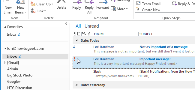 High priority message in Outlook