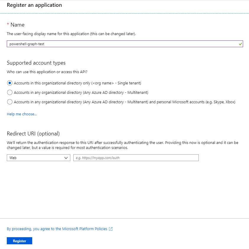 Creating an App Registration in Azure Portal