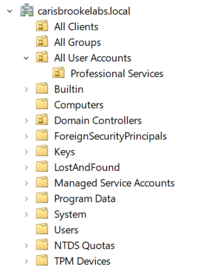 Carisbrookelabs.local OU Structure