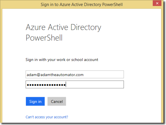 logga in på Azure Active Directory med PowerShell