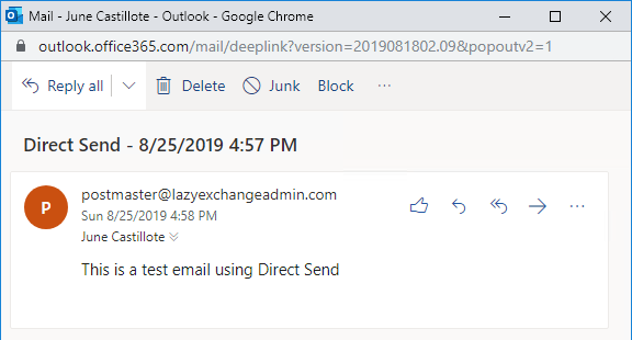 image_tooltip Message received by the internal recipient using Direct Send