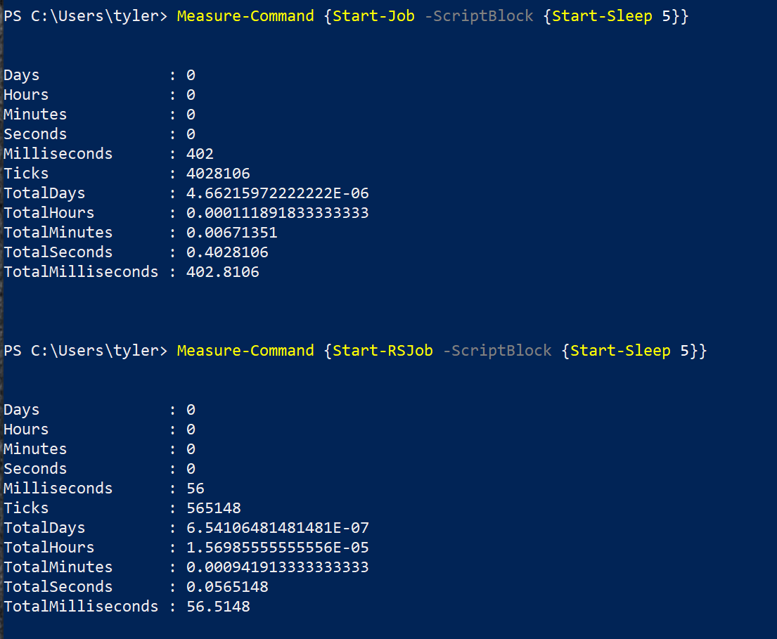 large speed difference since the RSJobs are still using runspaces below the covers