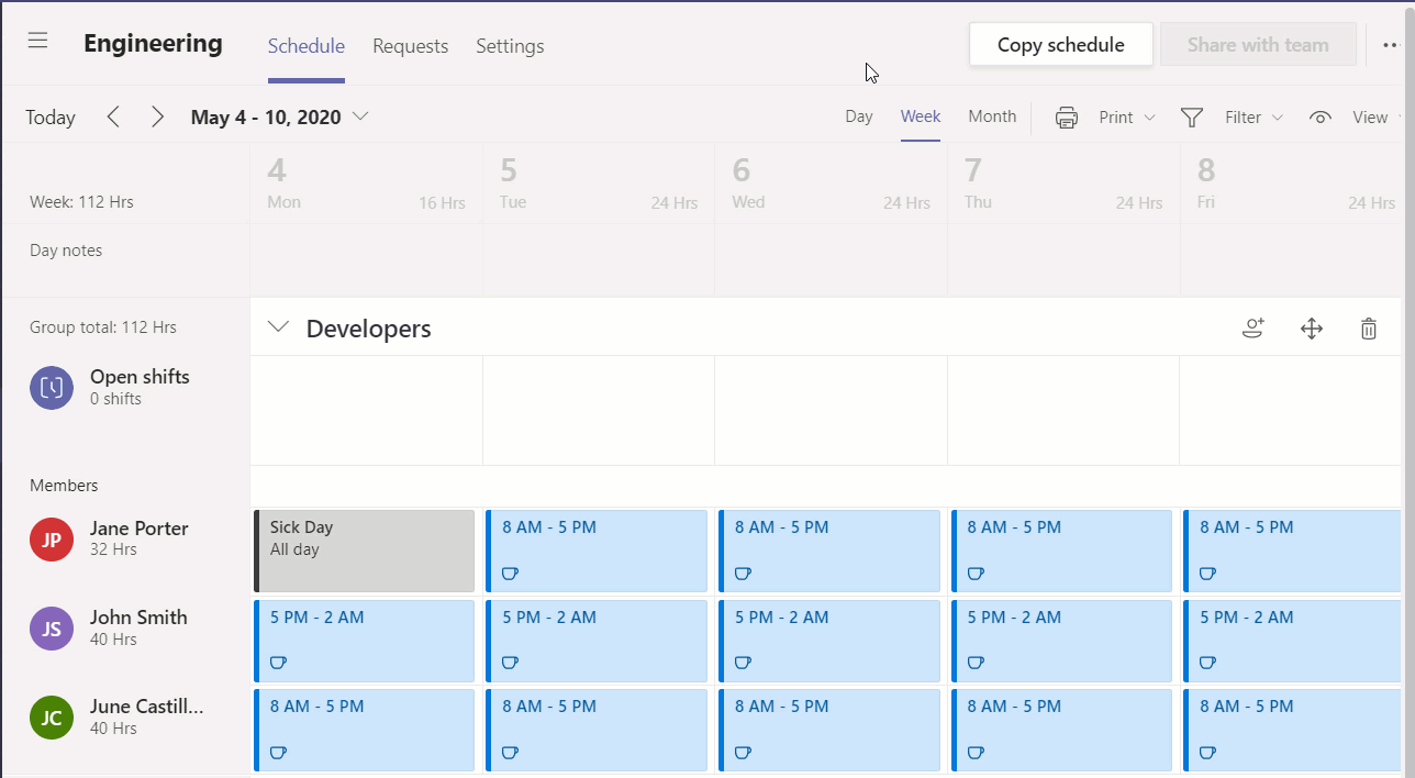 Exporting a Schedule