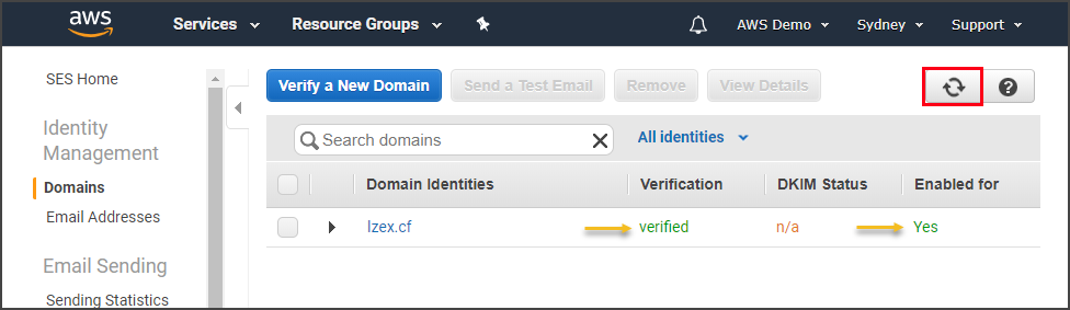 New domain is verified