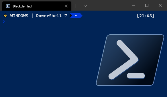 A PowerShell 7 profile with the PowerShell logo as a background image