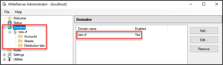 Saving Domain to the hMailServer Window