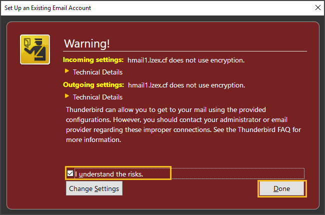 Warning Message on Encryption