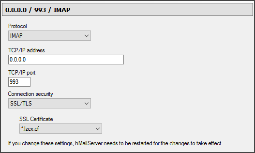 Creating New Entry for IMAP