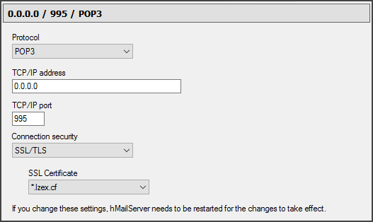 New *POP3 TCP/IP ***** Port