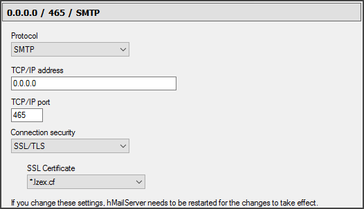 New SMTP Port Settings