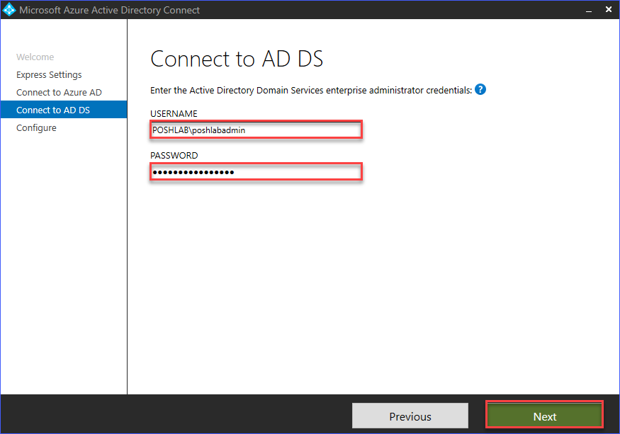 Provide the Active Directory enterprise administrator account