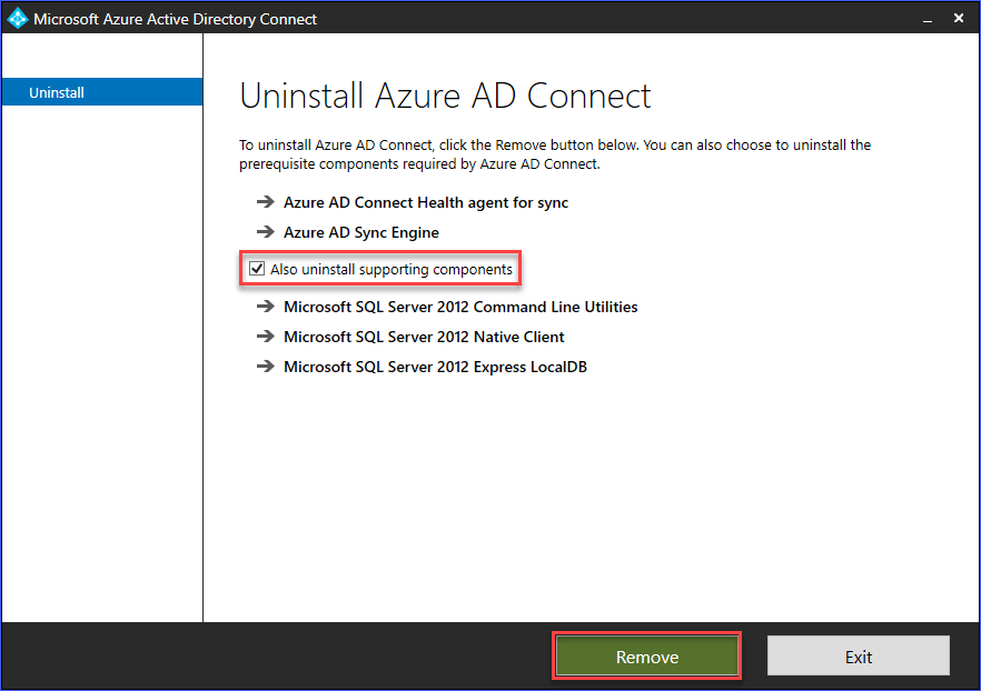 Uninstall Azure AD Connect