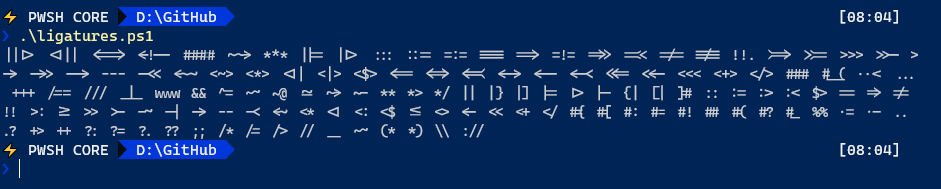 Ligatures in New Windows Terminal