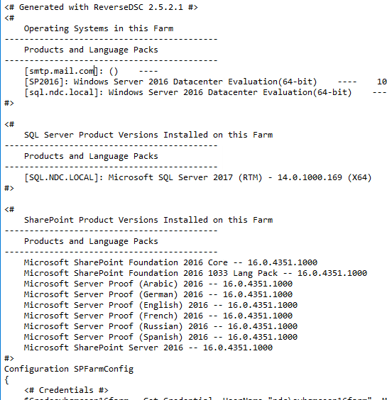 Farm DSC configuration