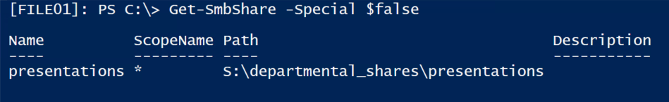Get-SmbShare -Special $false