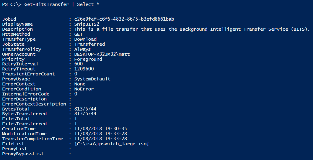 Inspecting Get-BitsTransfer properties