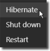 Hibernate menu option