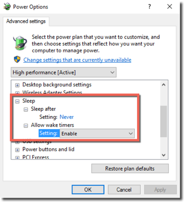 Setting a wake timer