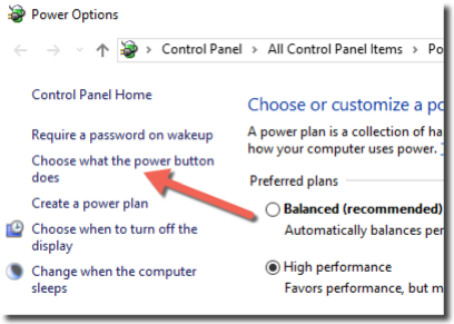Changing power button options