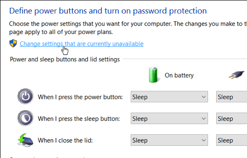 Change settings that are currently unavailable