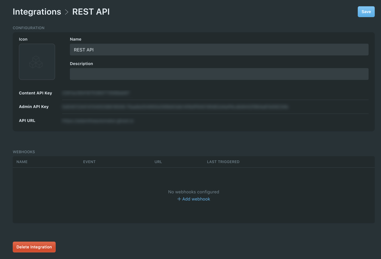 Ghost custom integration