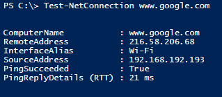 Using Test-NetConnection