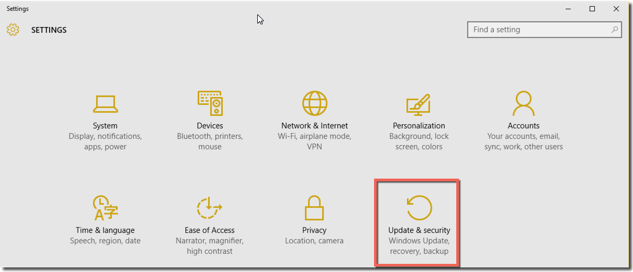 Update & security option