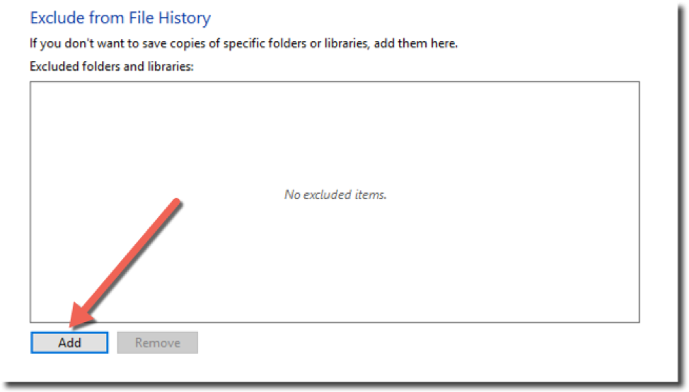 Excluding files from file history