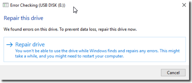Repairing backup drives