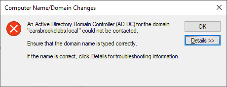 An Active Directory Domain Controller Could not be Contacted