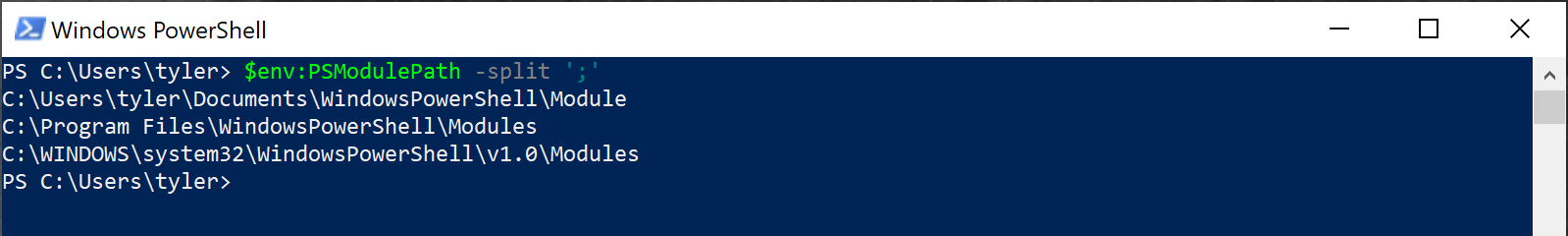 Viewing module paths with $env:PSModulePath