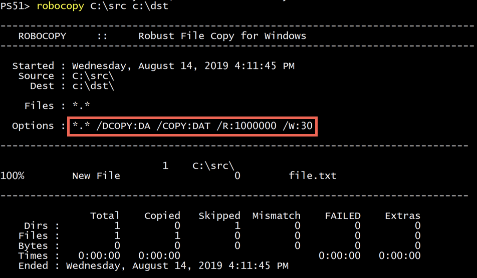 robocopy only changed and new files