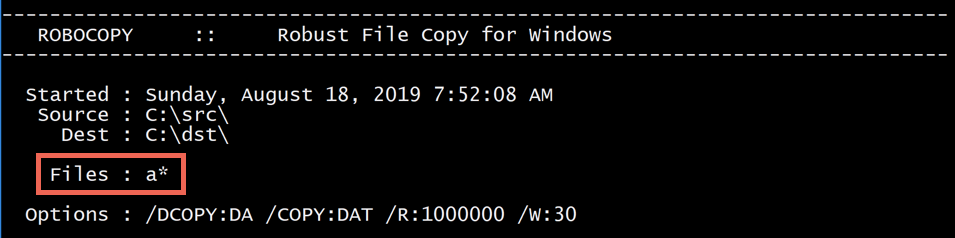 filtrering af filer output