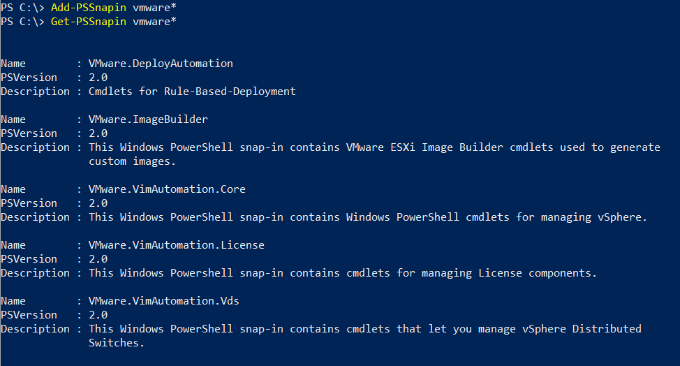PowerCLI snapins