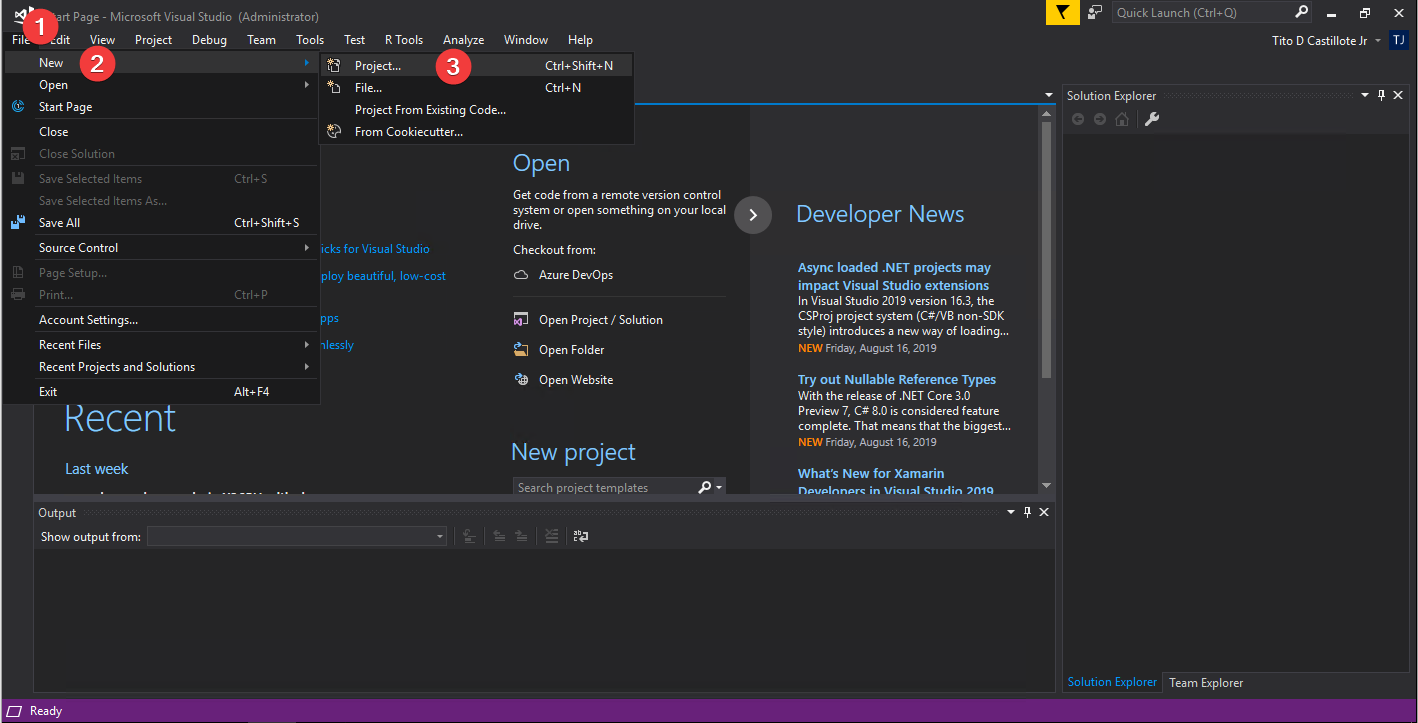 Creating a new Visual Studio project