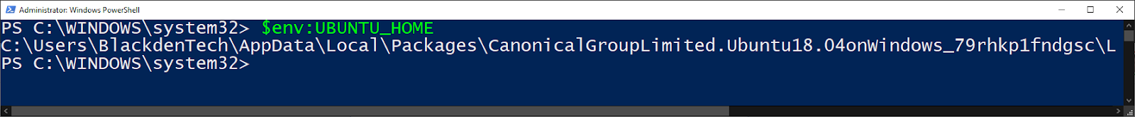 Inspecting the WSL UBUNTU_HOME environment variable