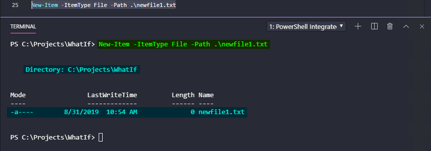 PS51> New-Item -ItemType File -Path .\newfile1.txt