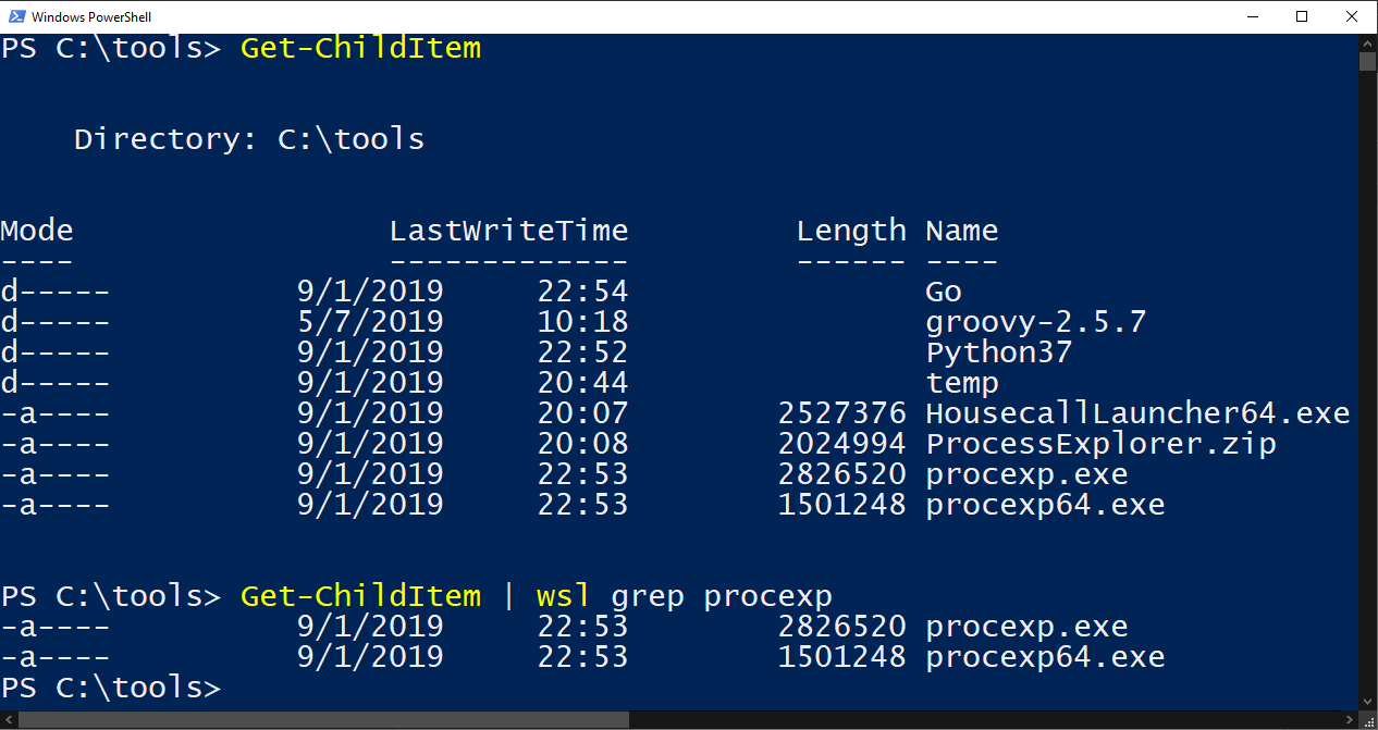 Passing PowerShell to grep