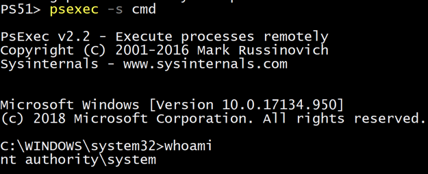 Running psexec as LOCAL SYSTEM