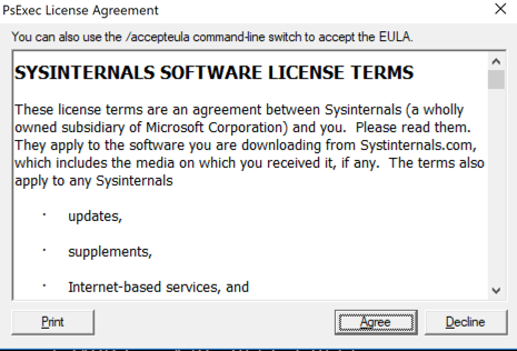 PSExec license agreement (EULA)