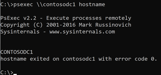 Successful psexec remote command execution