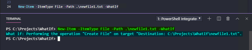 New-Item -ItemType File -Path .\newfile1.txt -WhatIf