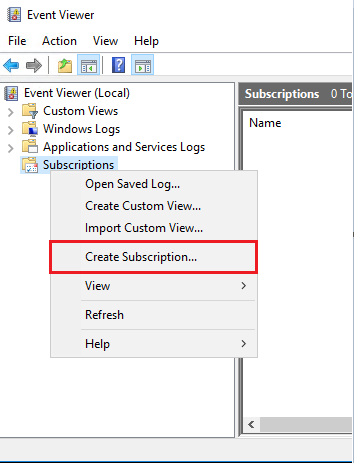 Creating an event log subscription