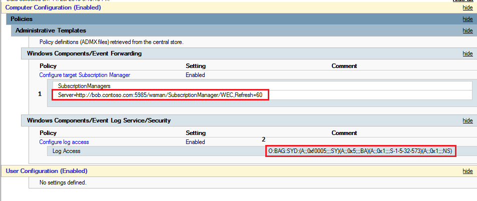 Configure log access GPO setting